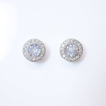 Cubic Zirconia Silver Dainty Round stud Earrings, Bridal Jewelry, Bridal Stud Earrings, Crystal Bridal Earrings, Statement Earrings Cz